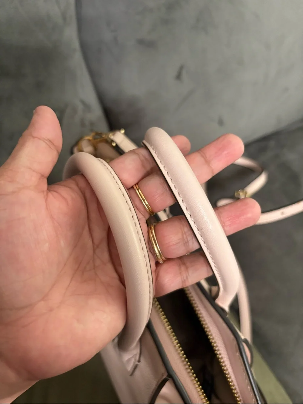 Michael Kors Blush Leather Satchel with Gold Hardware